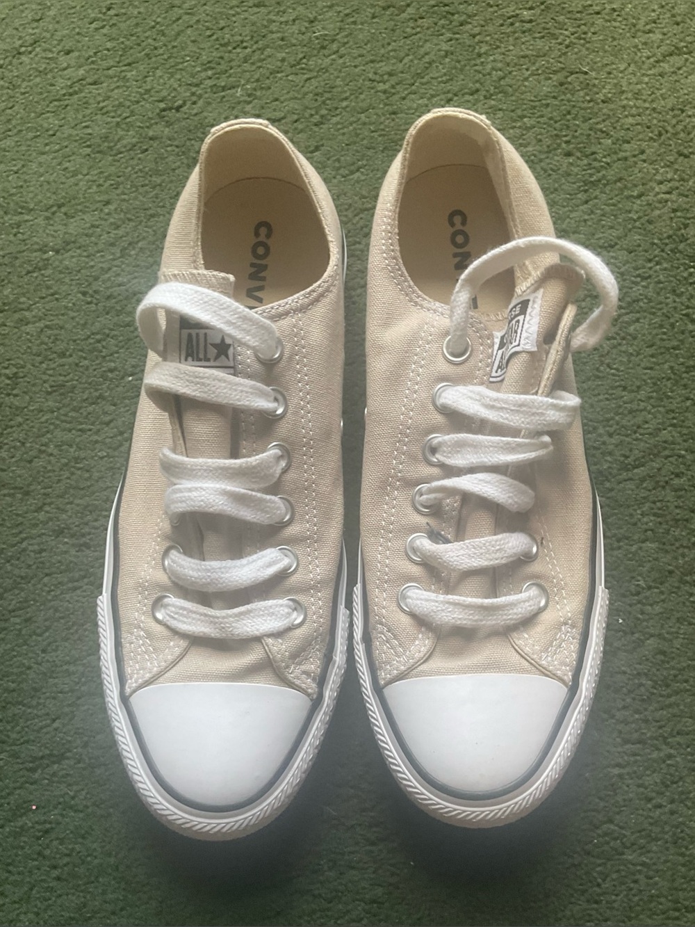 Women’s Converse Beige Low Top Sneakers with White Accents
